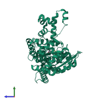 PDB entry 5d1s coloured by chain, side view.
