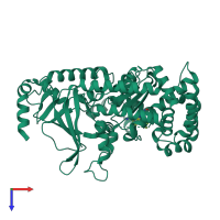PDB entry 5d1t coloured by chain, top view.