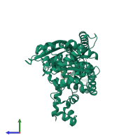 PDB entry 5d1u coloured by chain, side view.