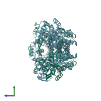 PDB entry 5d1y coloured by chain, side view.