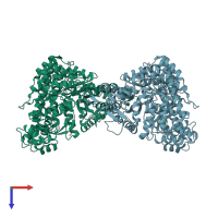 PDB entry 5d1y coloured by chain, top view.