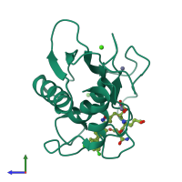 PDB entry 5d2b coloured by chain, side view.