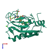 PDB entry 5d2b coloured by chain, top view.
