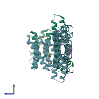 PDB entry 5d2d coloured by chain, side view.