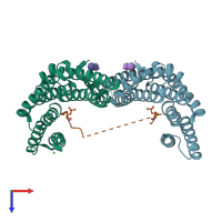 PDB entry 5d2d coloured by chain, top view.