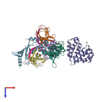 PDB entry 5d2m coloured by chain, top view.