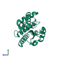 PDB entry 5d2o coloured by chain, side view.