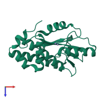 PDB entry 5d2o coloured by chain, top view.