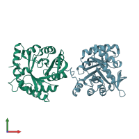 PDB entry 5d33 coloured by chain, front view.