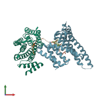 PDB entry 5d3f coloured by chain, front view.