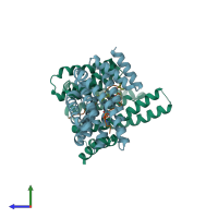 PDB entry 5d3f coloured by chain, side view.