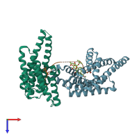 PDB entry 5d3f coloured by chain, top view.
