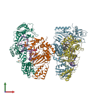 PDB entry 5d3g coloured by chain, front view.