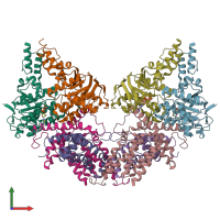 PDB entry 5d3m coloured by chain, front view.