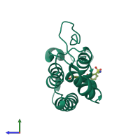 PDB entry 5d3n coloured by chain, side view.