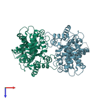 PDB entry 5d3o coloured by chain, top view.