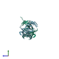 PDB entry 5d3w coloured by chain, side view.