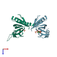 PDB entry 5d3x coloured by chain, top view.