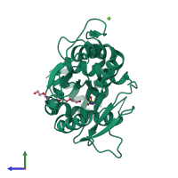 PDB entry 5d3z coloured by chain, side view.