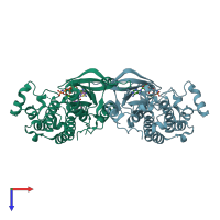 PDB entry 5d41 coloured by chain, top view.