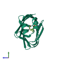 PDB entry 5d47 coloured by chain, side view.