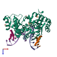PDB entry 5d49 coloured by chain, top view.