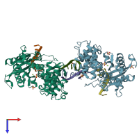 PDB entry 5d4b coloured by chain, top view.
