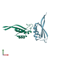 PDB entry 5d4l coloured by chain, front view.