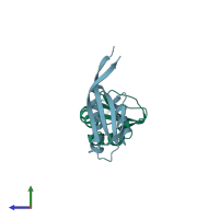 PDB entry 5d4l coloured by chain, side view.