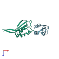 PDB entry 5d4l coloured by chain, top view.