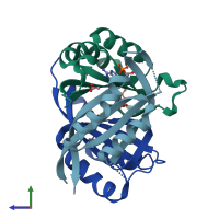 PDB entry 5d4n coloured by chain, side view.