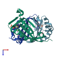 PDB entry 5d4n coloured by chain, top view.