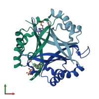 PDB entry 5d4o coloured by chain, front view.