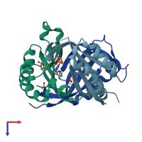 PDB entry 5d4o coloured by chain, top view.