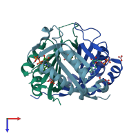 PDB entry 5d4p coloured by chain, top view.