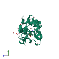 PDB entry 5d5c coloured by chain, side view.