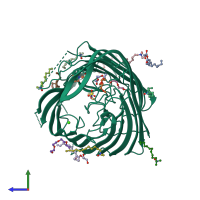 PDB entry 5d5d coloured by chain, side view.