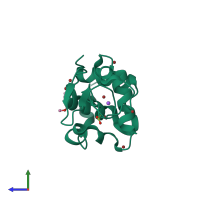 PDB entry 5d5f coloured by chain, side view.