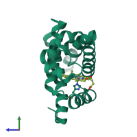 PDB entry 5d5r coloured by chain, side view.