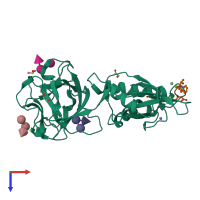 PDB entry 5d61 coloured by chain, top view.