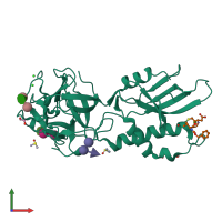 PDB entry 5d62 coloured by chain, front view.