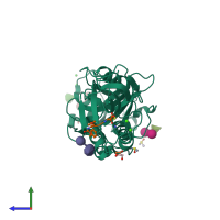 PDB entry 5d62 coloured by chain, side view.