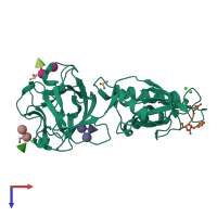 PDB entry 5d62 coloured by chain, top view.