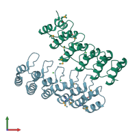 PDB entry 5d66 coloured by chain, front view.