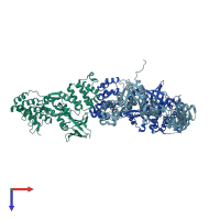 PDB entry 5d68 coloured by chain, top view.