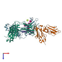 PDB entry 5d6d coloured by chain, top view.