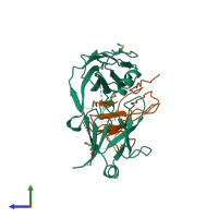PDB entry 5d6h coloured by chain, side view.