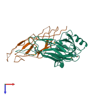 PDB entry 5d6h coloured by chain, top view.