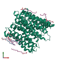 Monomeric assembly 1 of PDB entry 5d6k coloured by chemically distinct molecules, front view.