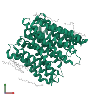 Major facilitator superfamily (MFS) profile domain-containing protein in PDB entry 5d6k, assembly 1, front view.